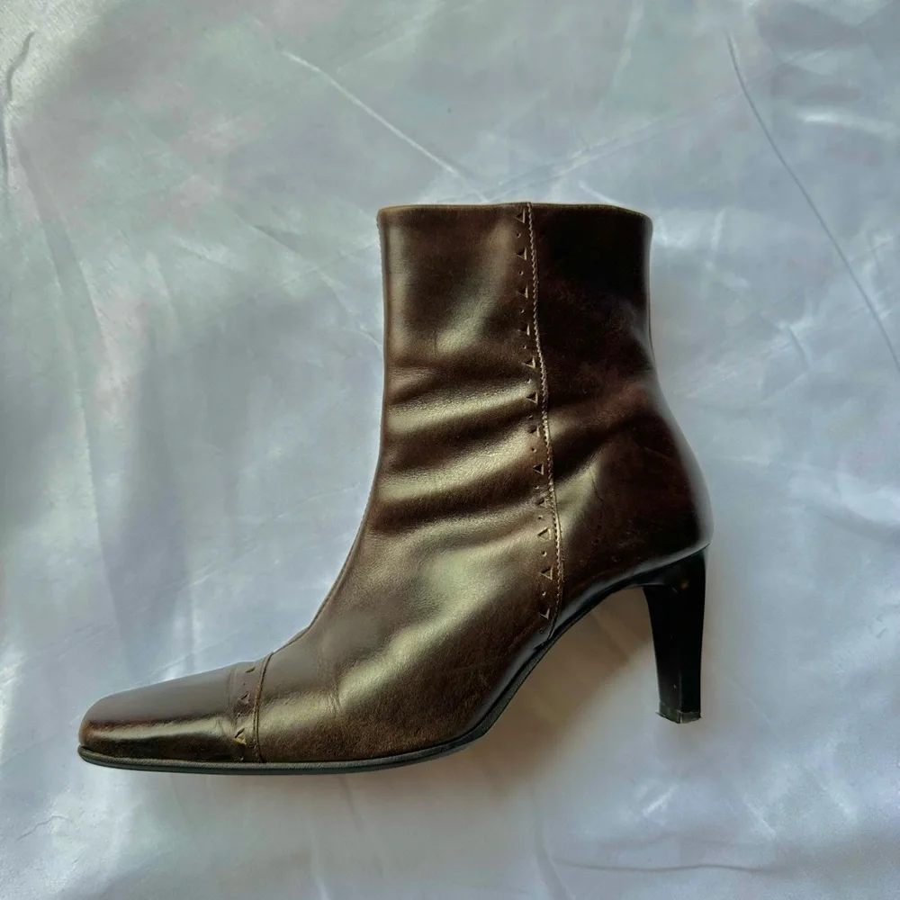 Roberto Vianni Brown Leather Heeled Boots - Picture 1 of 2